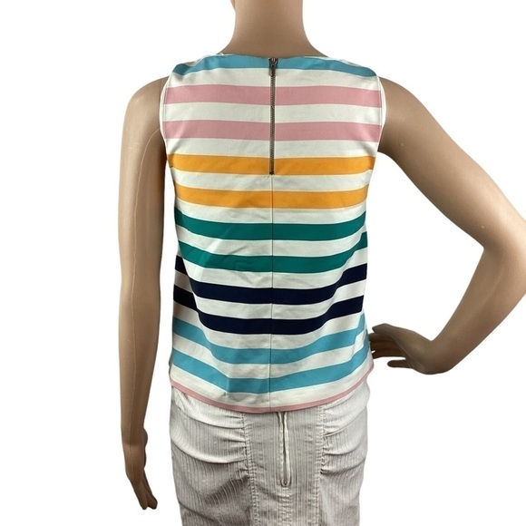 Zara Top Size S Multicolor Stripe Sleeveless Fold Over Style - Picture 5 of 6